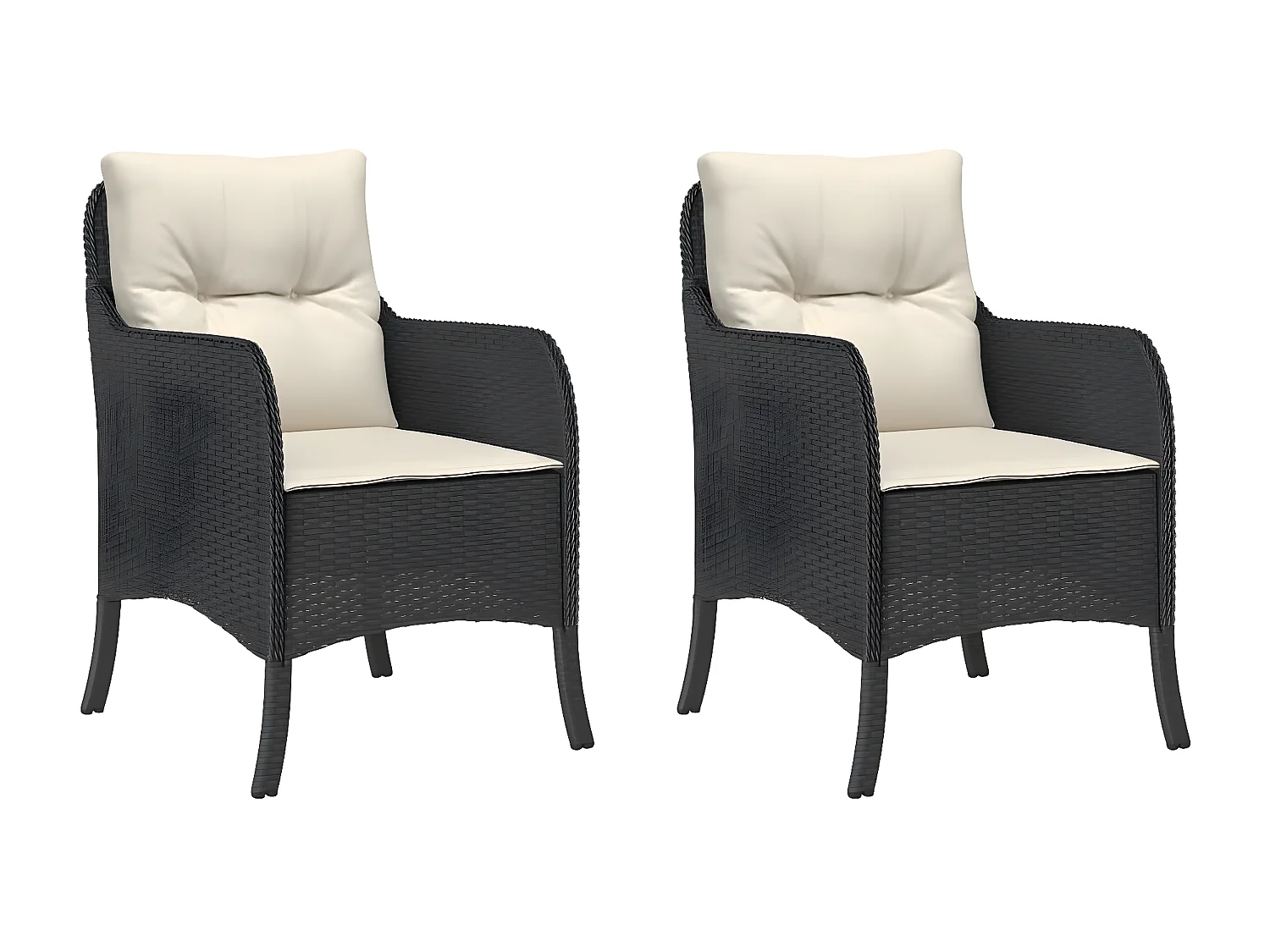 Lot de 2 Chaises de jardin avec coussins noir résine tressée FR78005