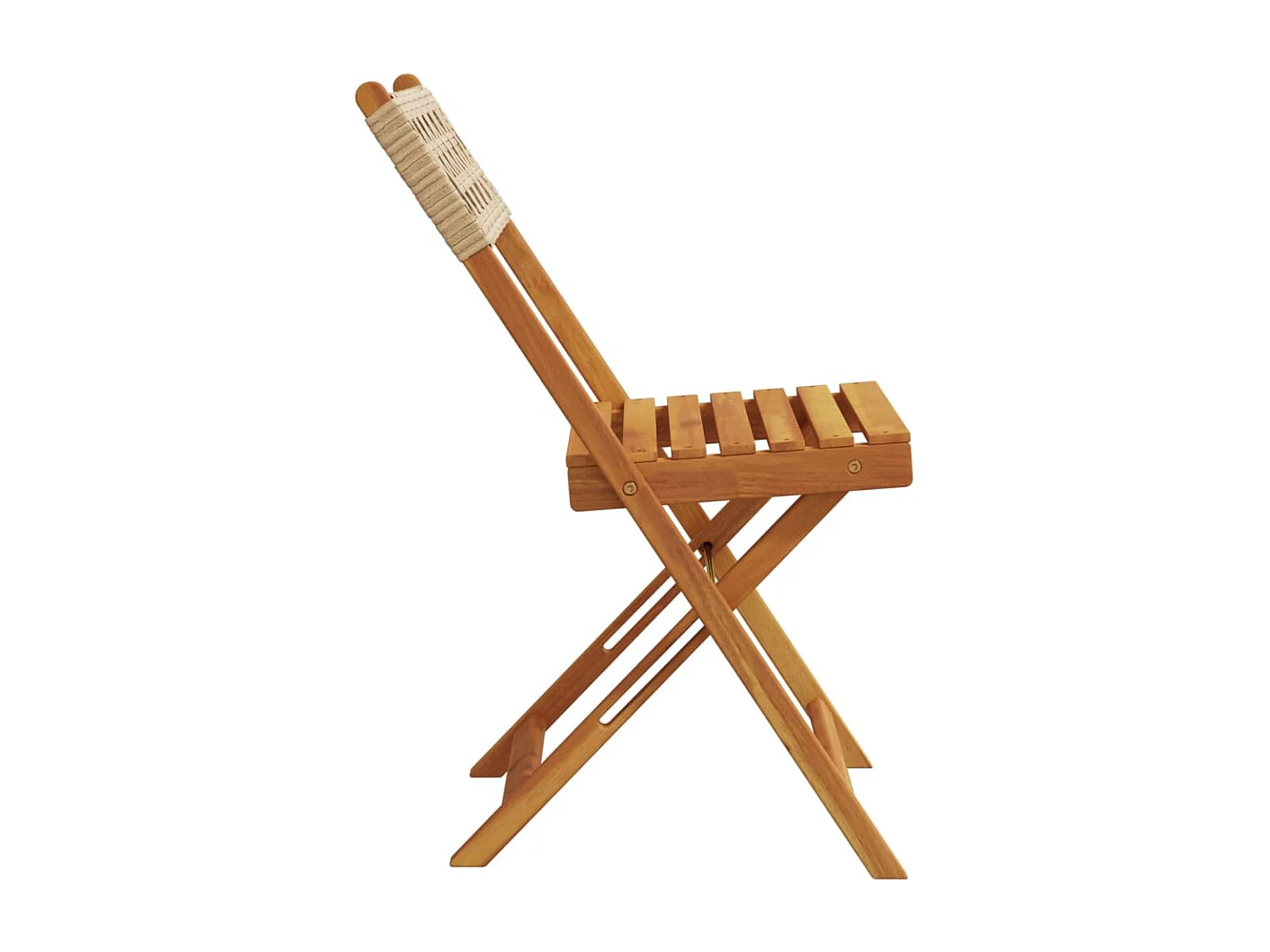 Lot de 6 Chaises de jardin pliantes beige rotin et bois massif FR16494