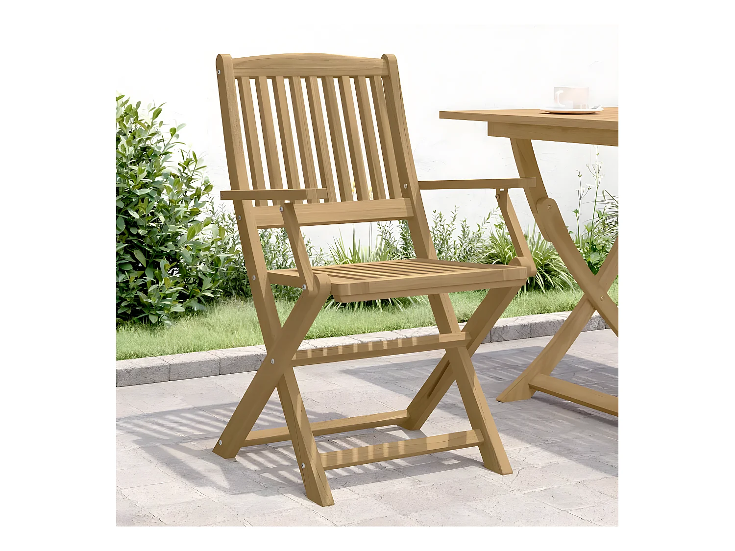 Lot de 4 Chaises pliables de jardin bois massif d'acacia FR41435
