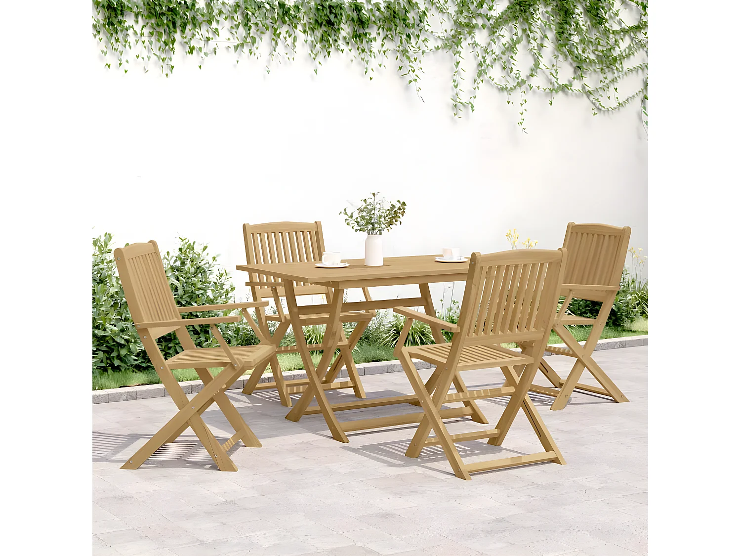 Lot de 4 Chaises pliables de jardin bois massif d'acacia FR41435
