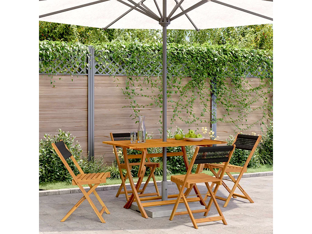 Lot de 4 Chaises de jardin pliantes noir bois d'acacia massif FR38232