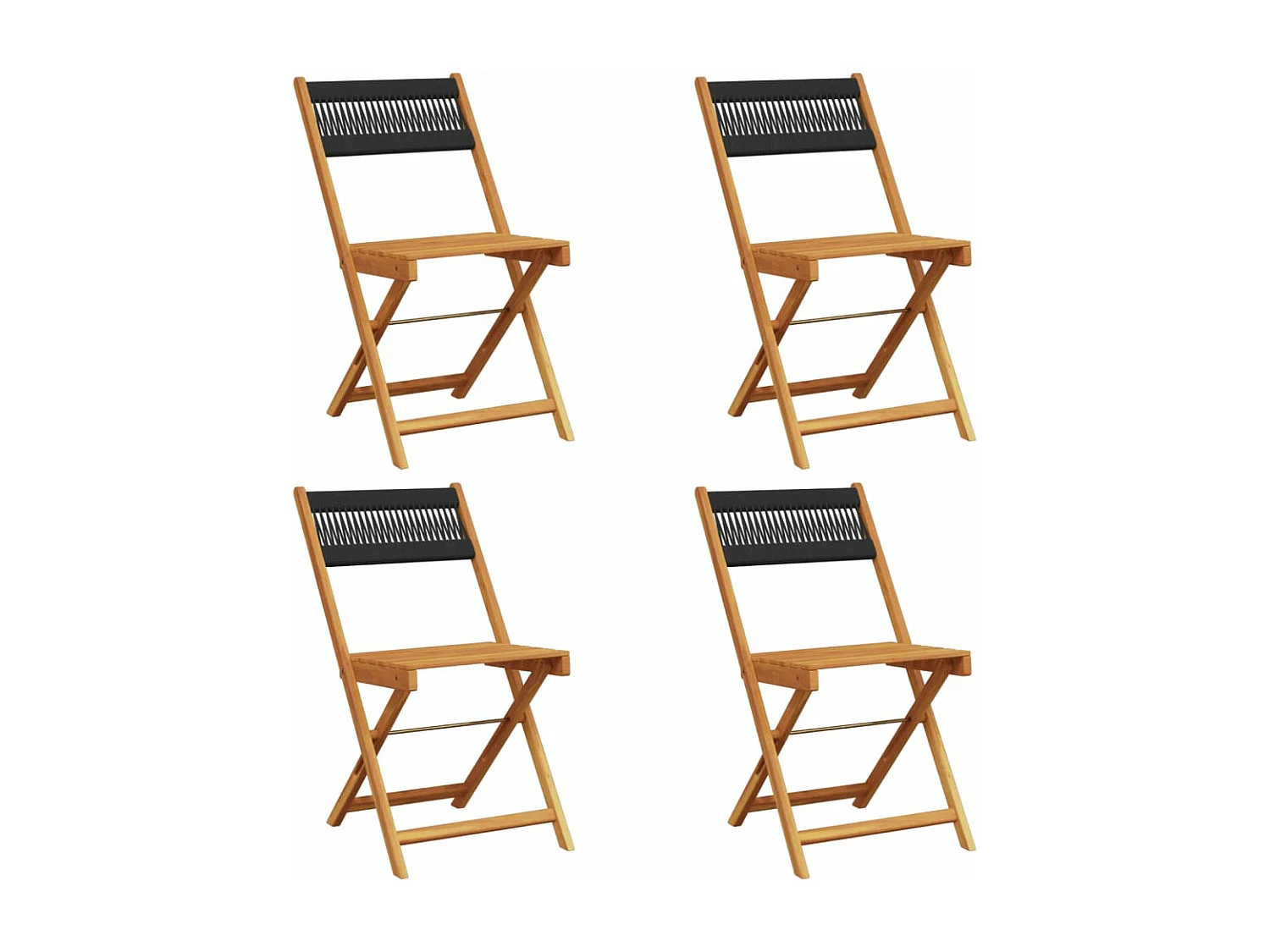 Lot de 4 Chaises de jardin pliantes noir bois d'acacia massif FR38232
