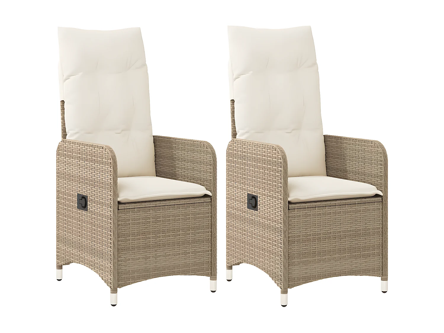 Lot de 2 Chaises inclinables de jardin et coussins beige rotin FR88814