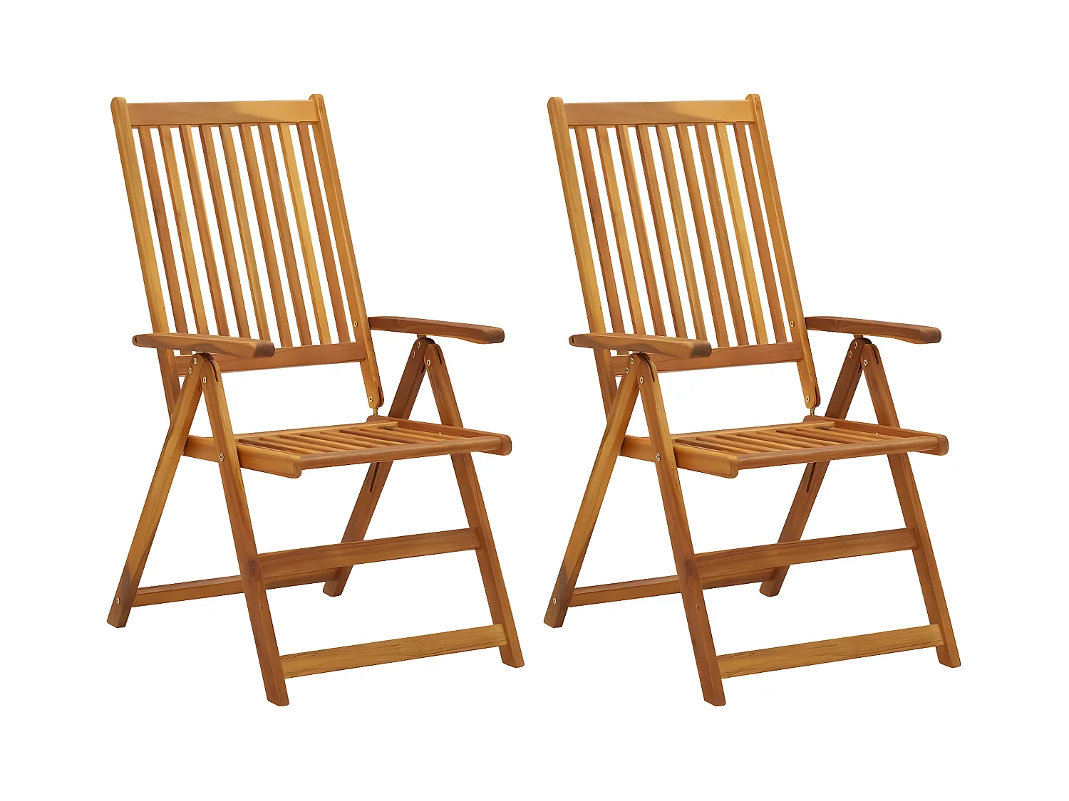 Lot de 2 Chaises inclinables de jardin avec coussins Bois d'acacia FR33093