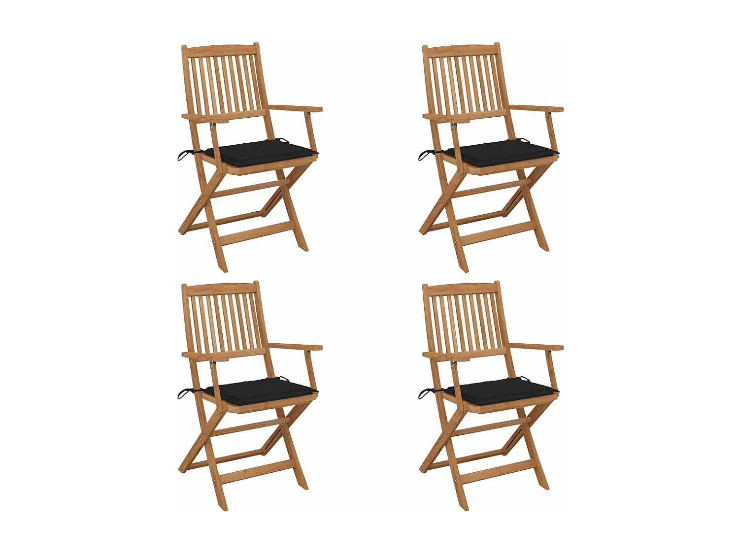 Lot de 4 Chaises pliables de jardin avec coussins Bois d'acacia FR54156
