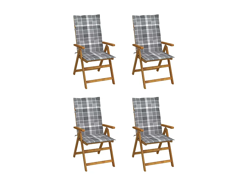 Lot de 4 Chaises inclinables de jardin avec coussins Bois d'acacia FR28111