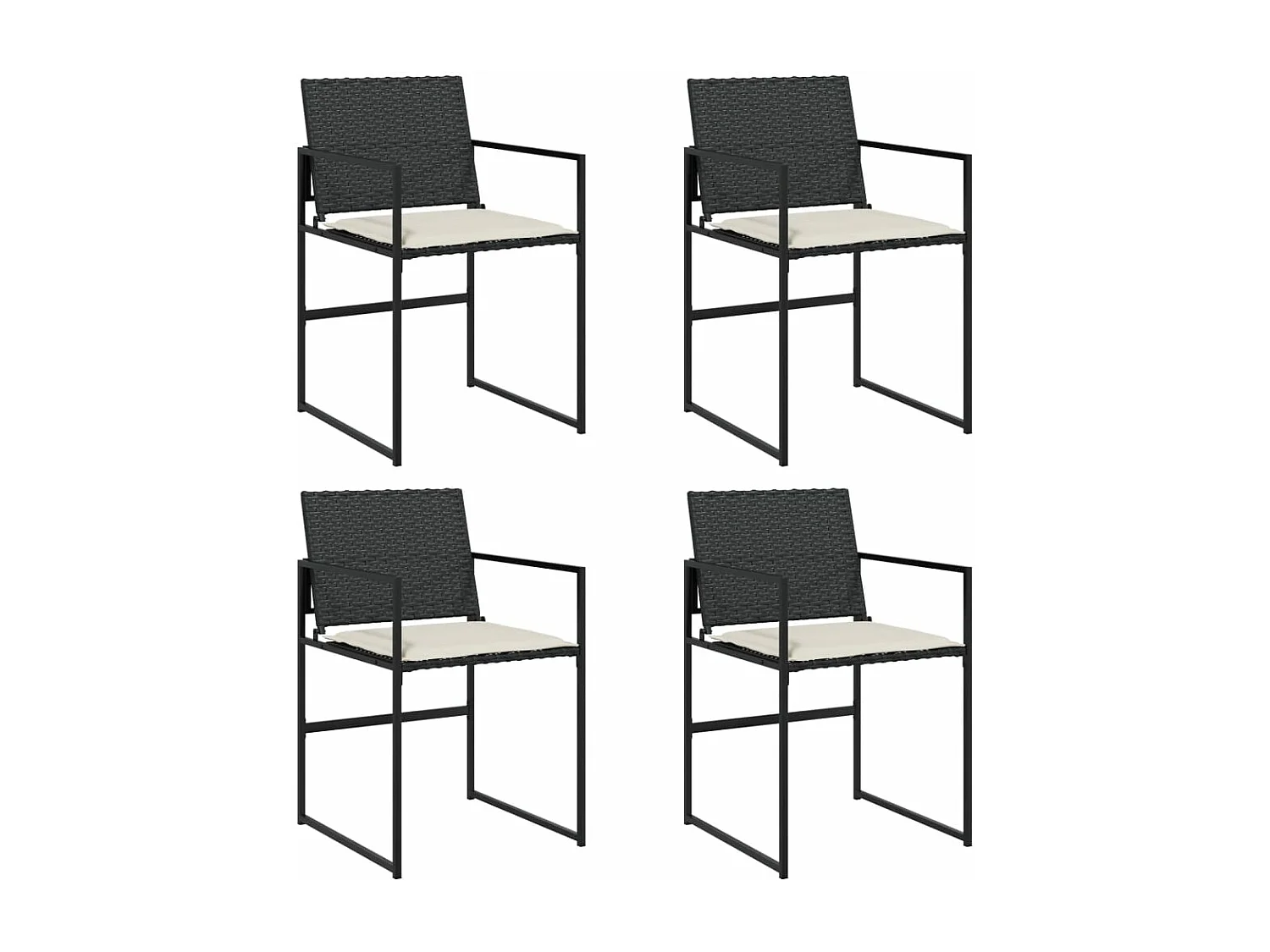 Lot de 4 Chaises de jardin avec coussins noir résine tressée FR79931