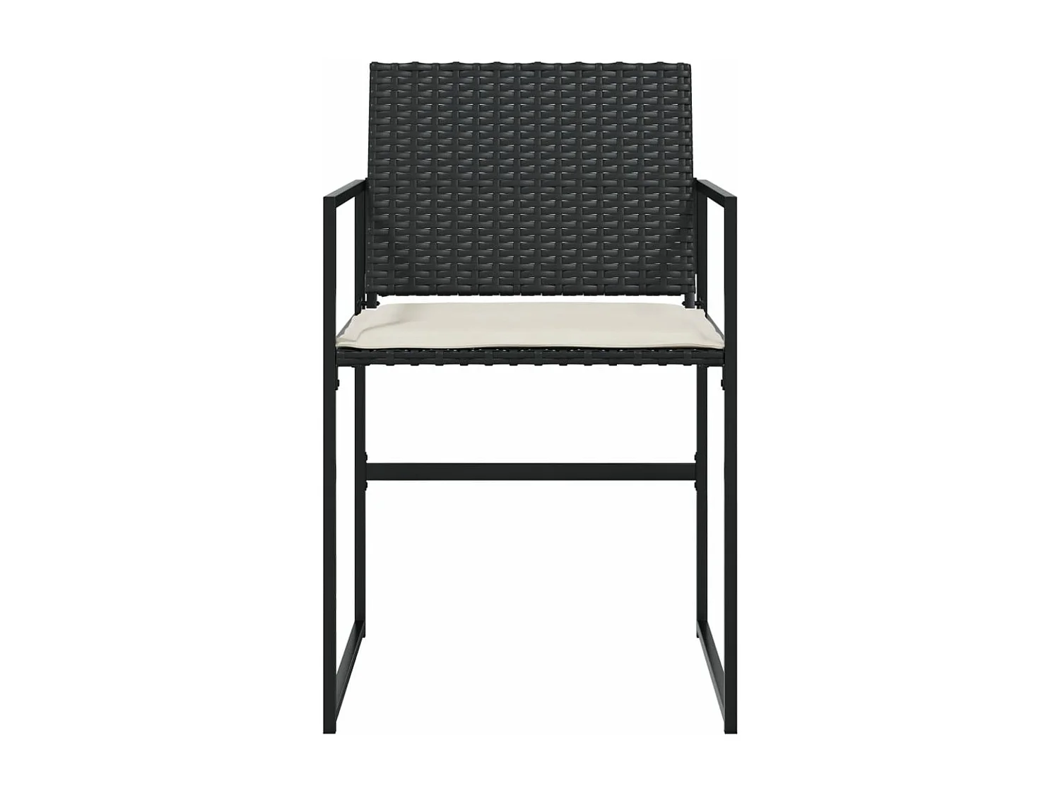 Lot de 4 Chaises de jardin avec coussins noir résine tressée FR79931