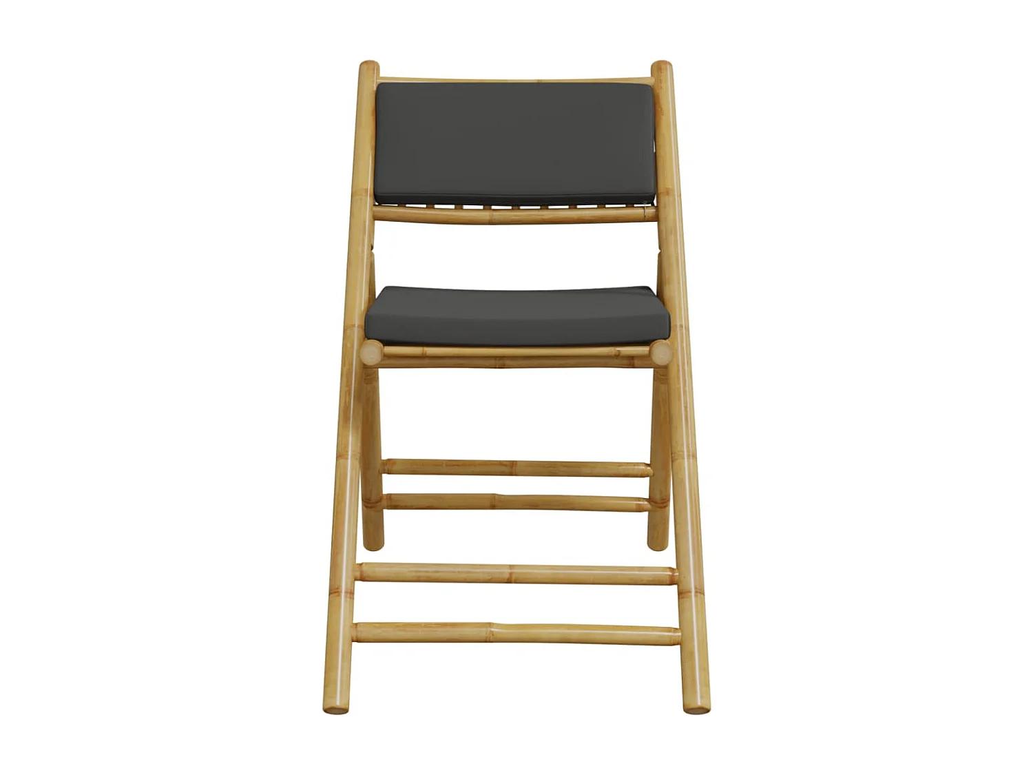 2pcs cadeiras bistrô dobráveis c/ almofadões cinza escuro bambu PT388732