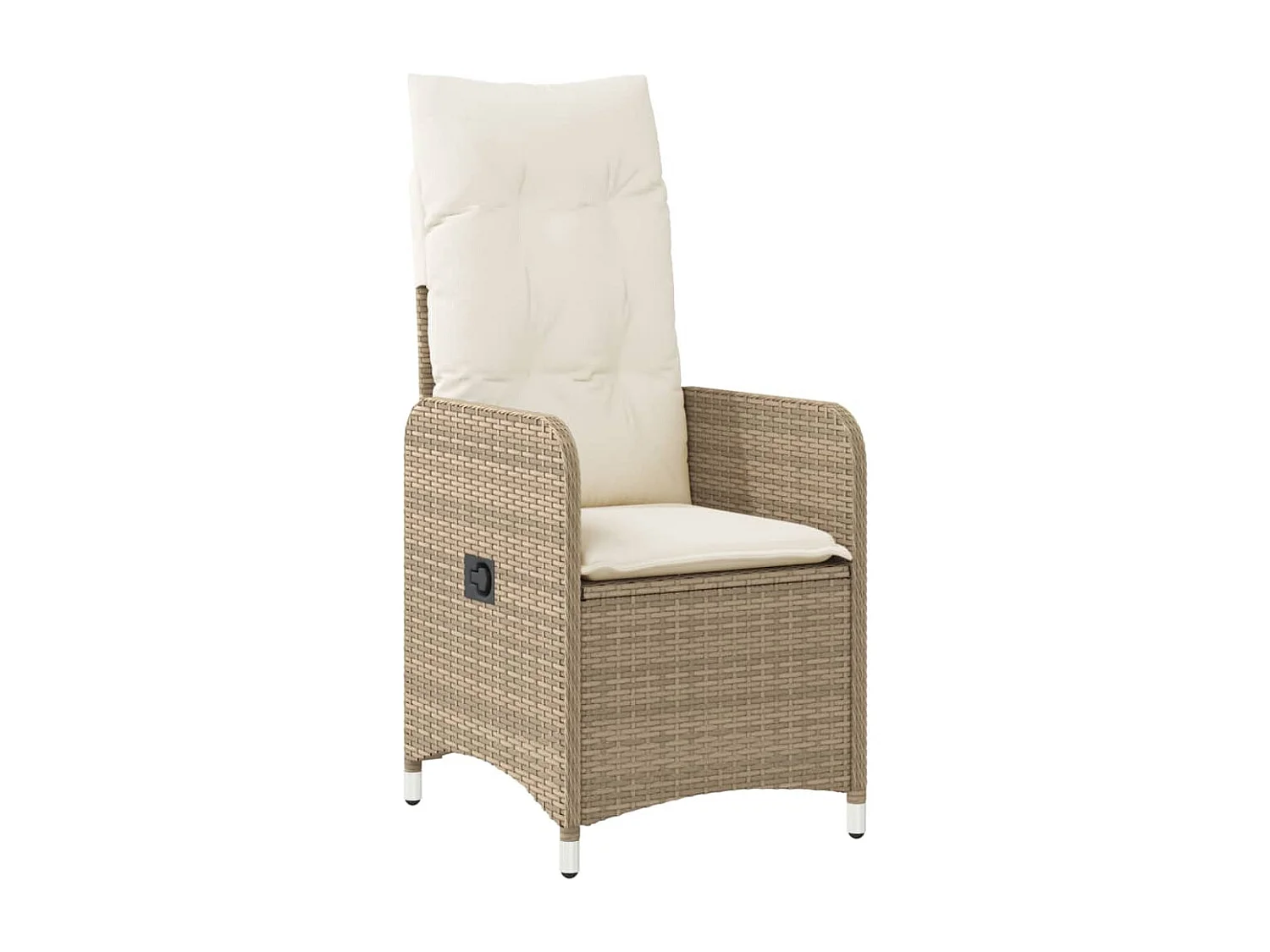 Chaise inclinable de jardin avec coussins beige résine tressée FR91341