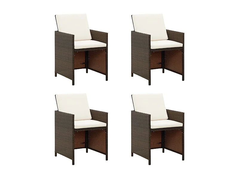 Lot de 4 Chaises à manger de jardin avec coussins marron rotin FR87470