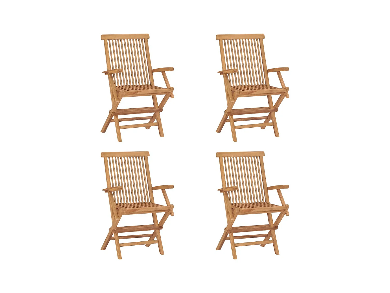 Lot de 4 Chaises pliables de jardin Bois de teck solide FR89639