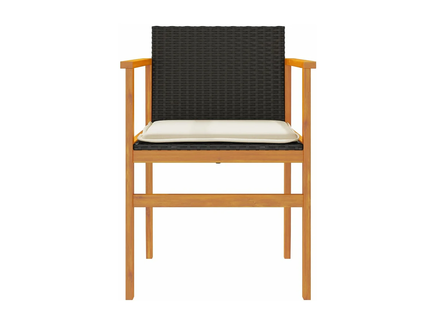 Lot de 2 Chaises de jardin coussins noir résine tressée et bois FR53476