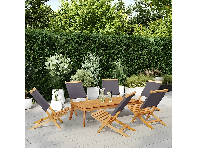 Cadeiras jardim dobráveis 6 pcs tecido/madeira maciça antracite PT537027