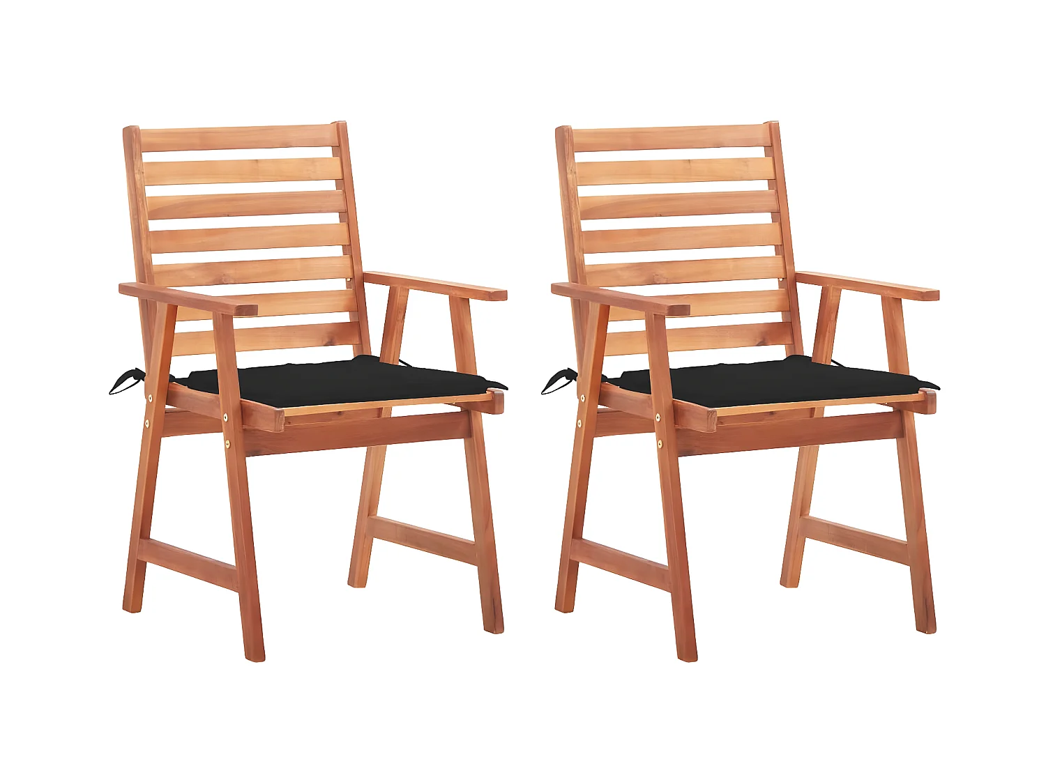 Lot de 2 Chaises à dîner de jardin avec coussins Acacia massif FR38912