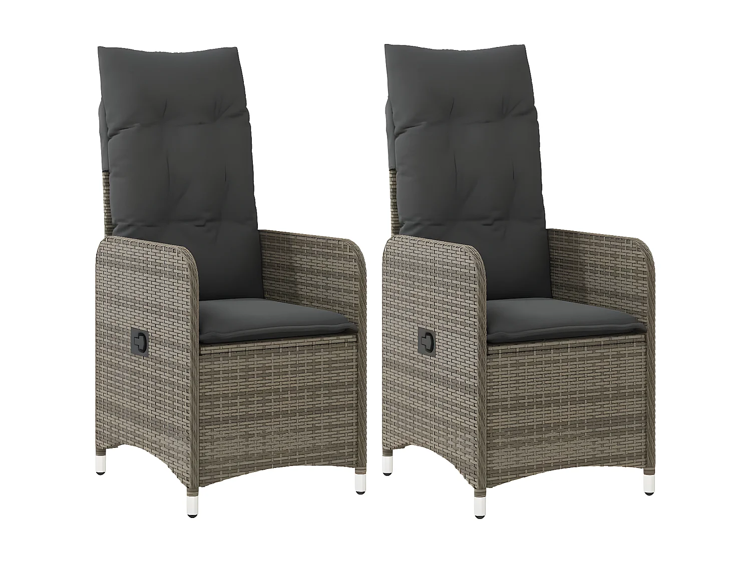 Lot de 2 Chaises inclinables de jardin et coussins gris rotin FR50271