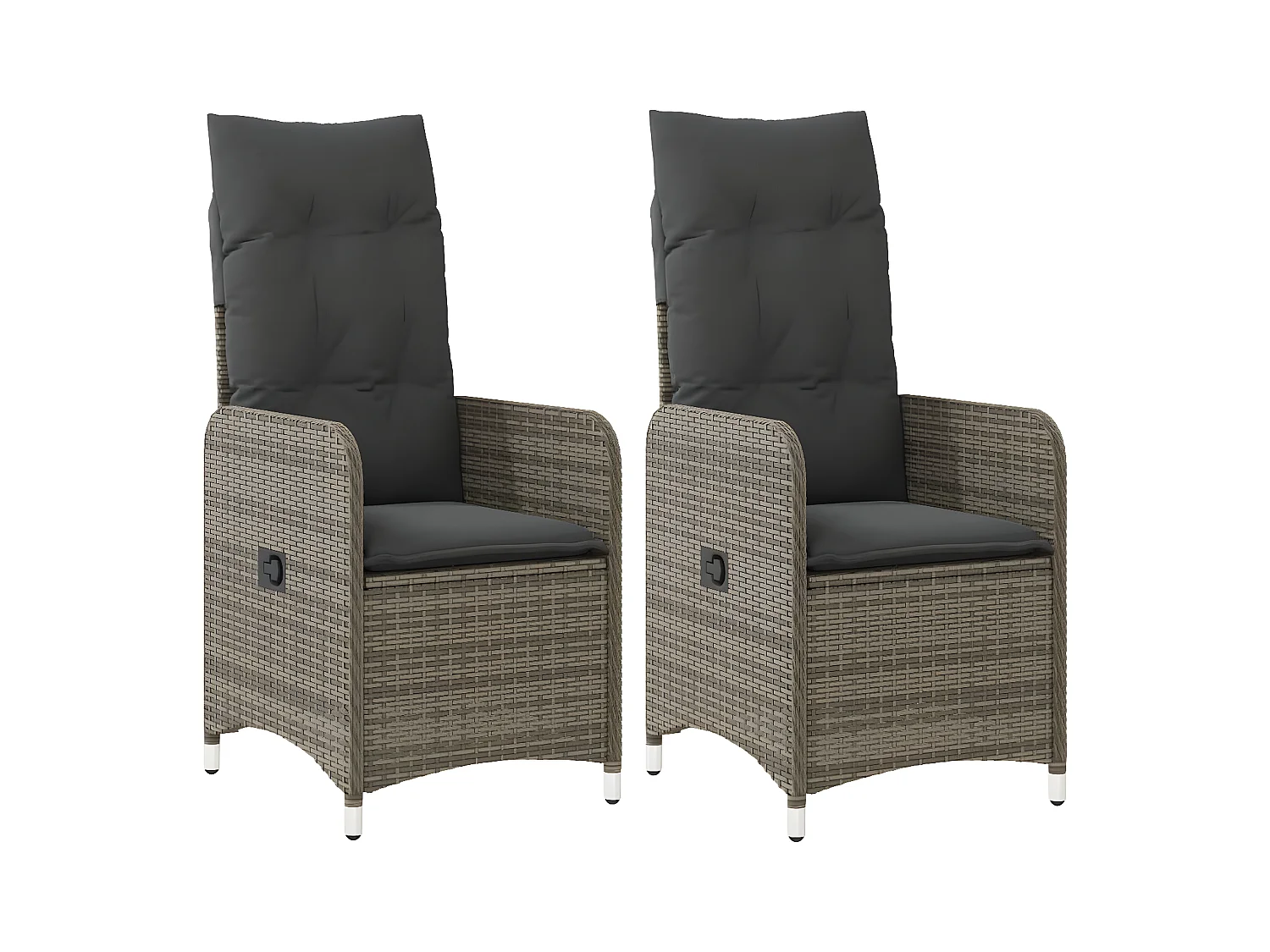 Lot de 2 Chaises inclinables de jardin et coussins gris rotin FR50271
