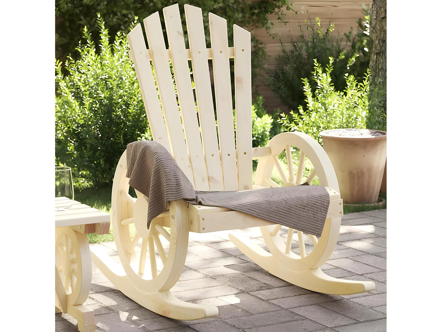 Juego de 2 Sillas mecedoras Adirondack madera maciza de abeto ES299594