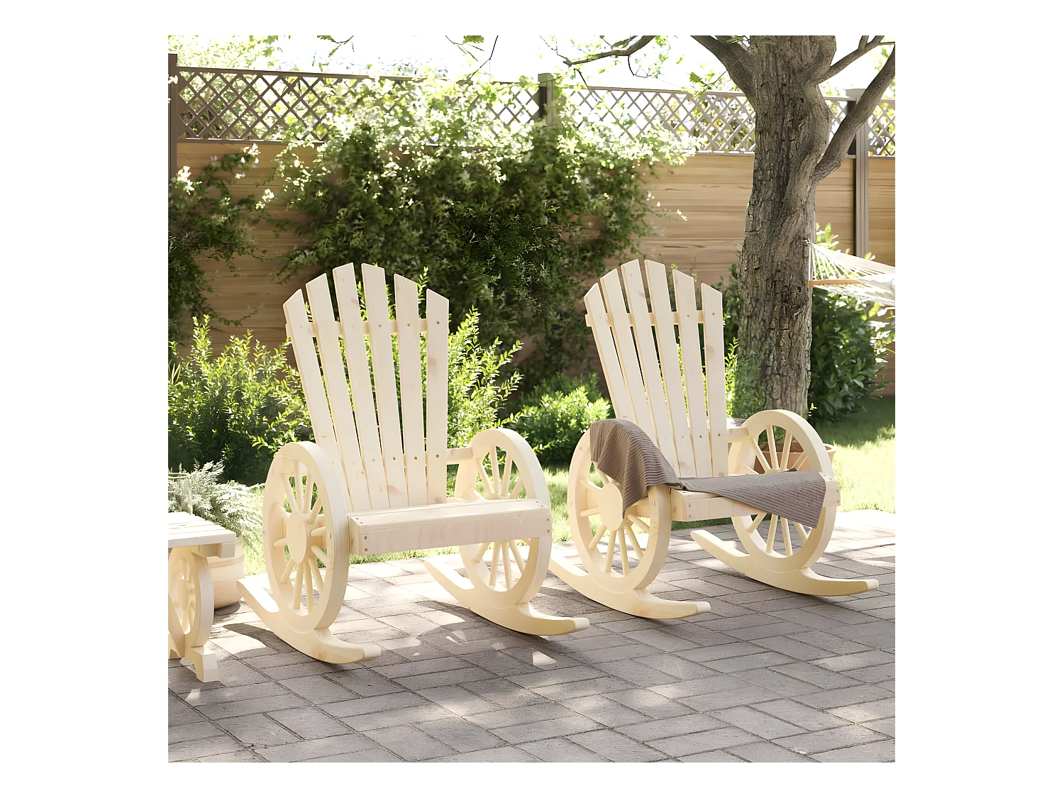 Lot de 2 Chaises à bascule Adirondack bois de sapin massif FR34453