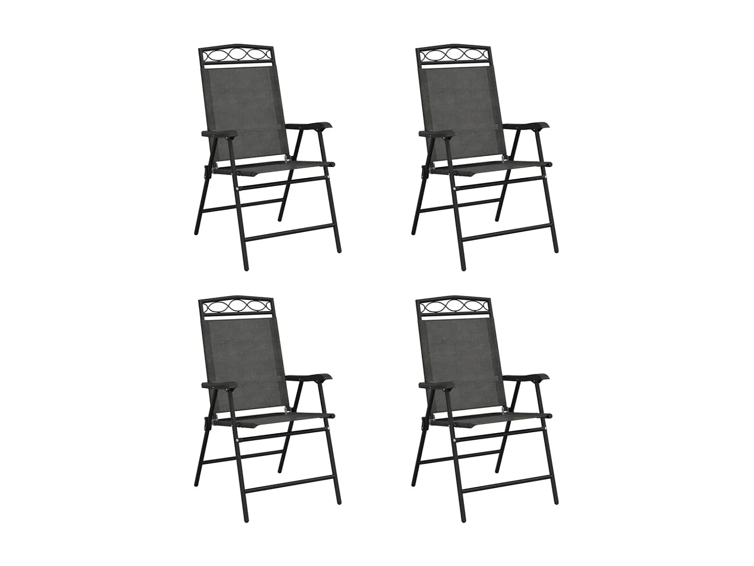 Lot de 4 Chaises de jardin pliables en acier et textilène FR93919