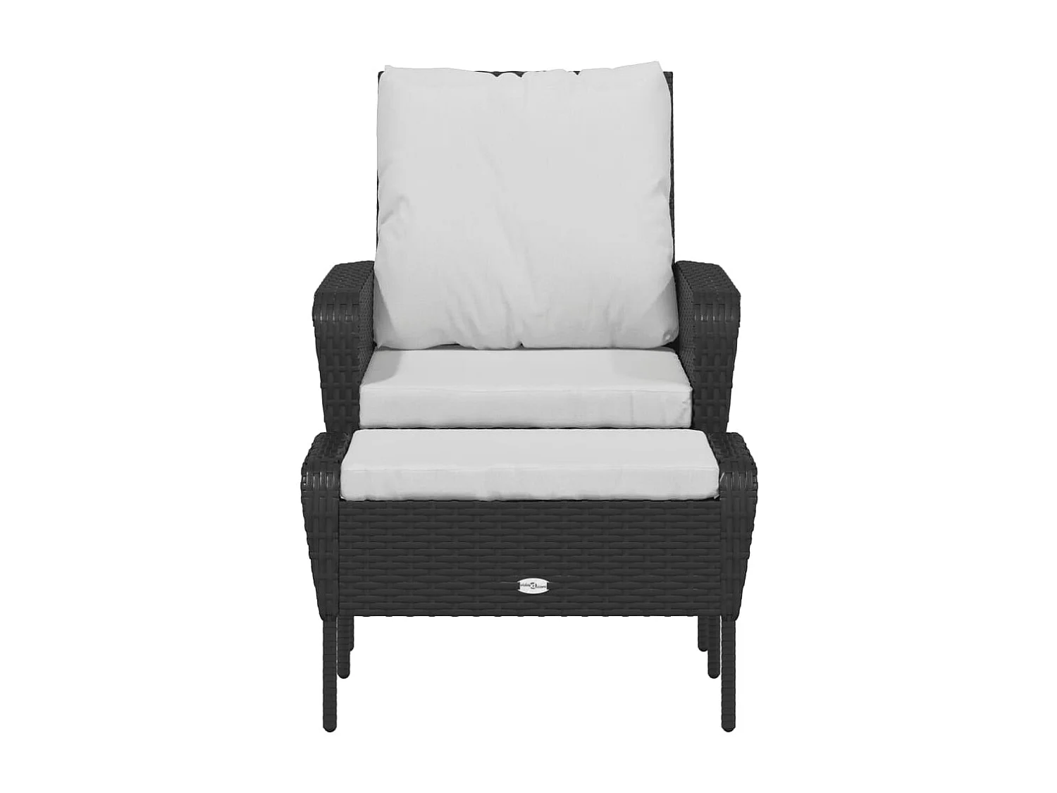 Cadeira de jardim com apoio de pés vime PE preto PT175624