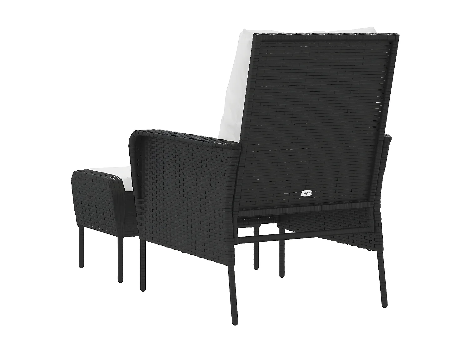 Chaise de jardin avec tabouret noir résine tressée FR17409
