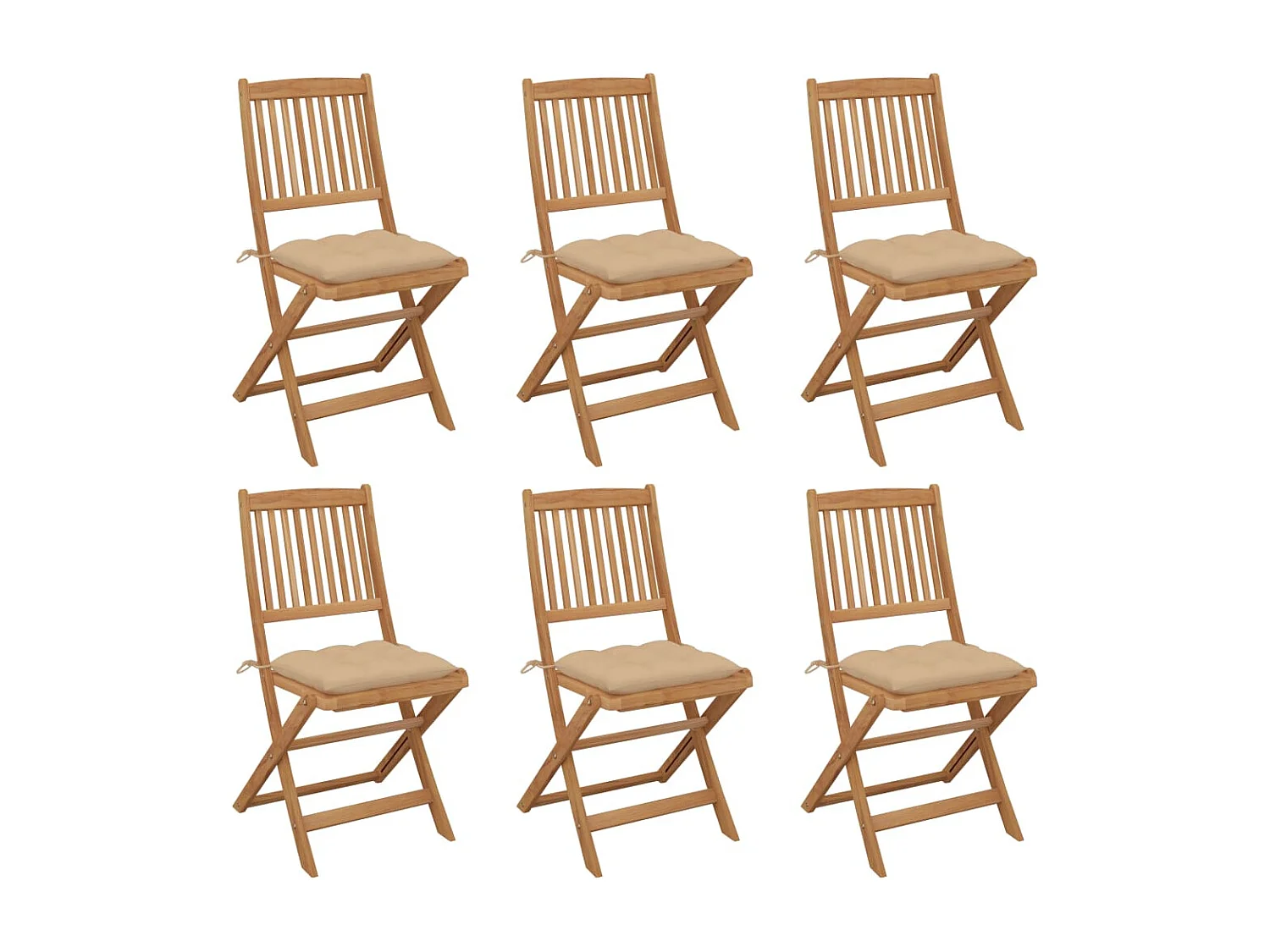 Lot de 6 Chaises pliables de jardin avec coussins Bois d'acacia FR71250