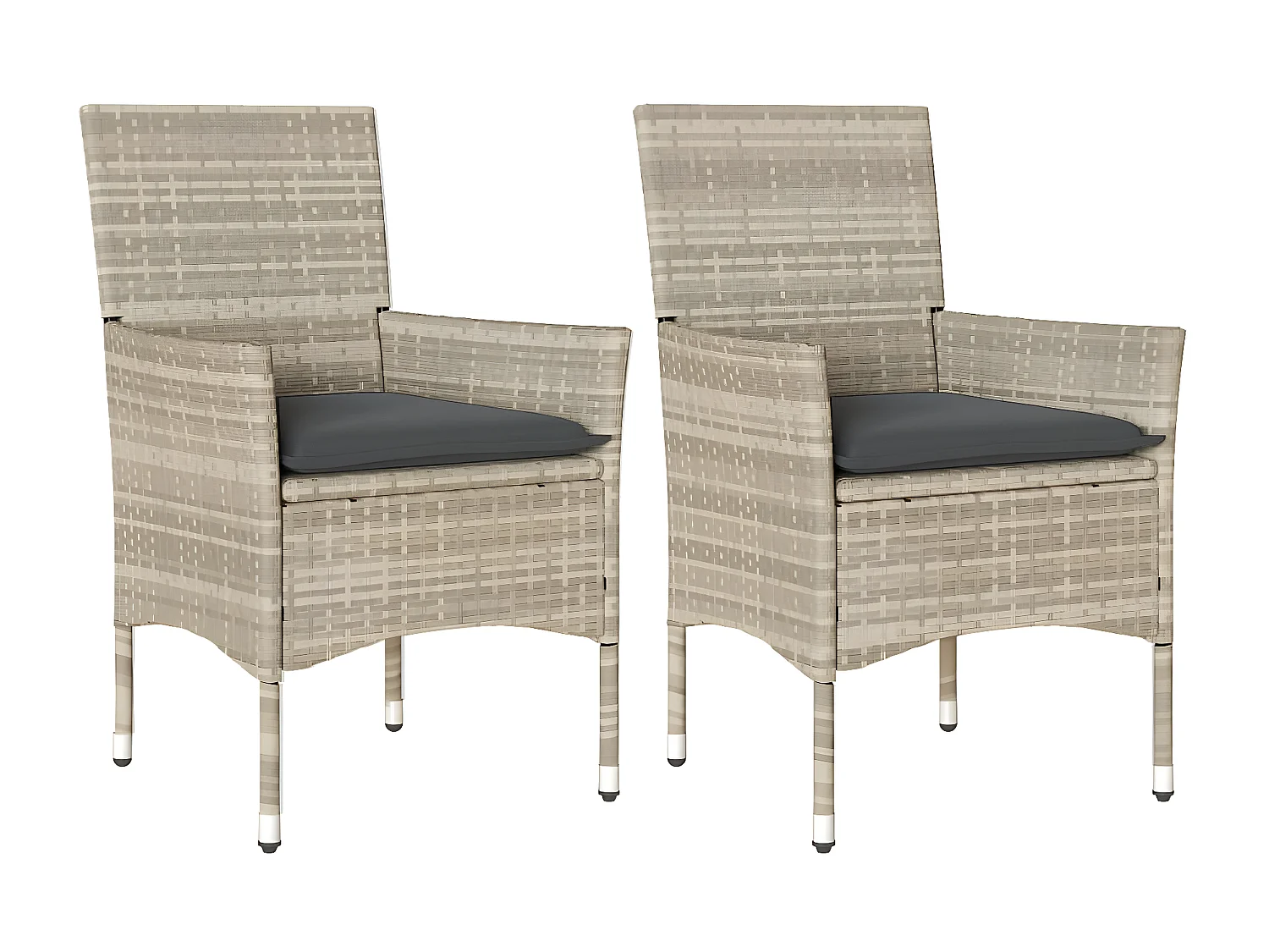 Lot de 2 Chaises de jardin coussins gris clair résine tressée FR11004