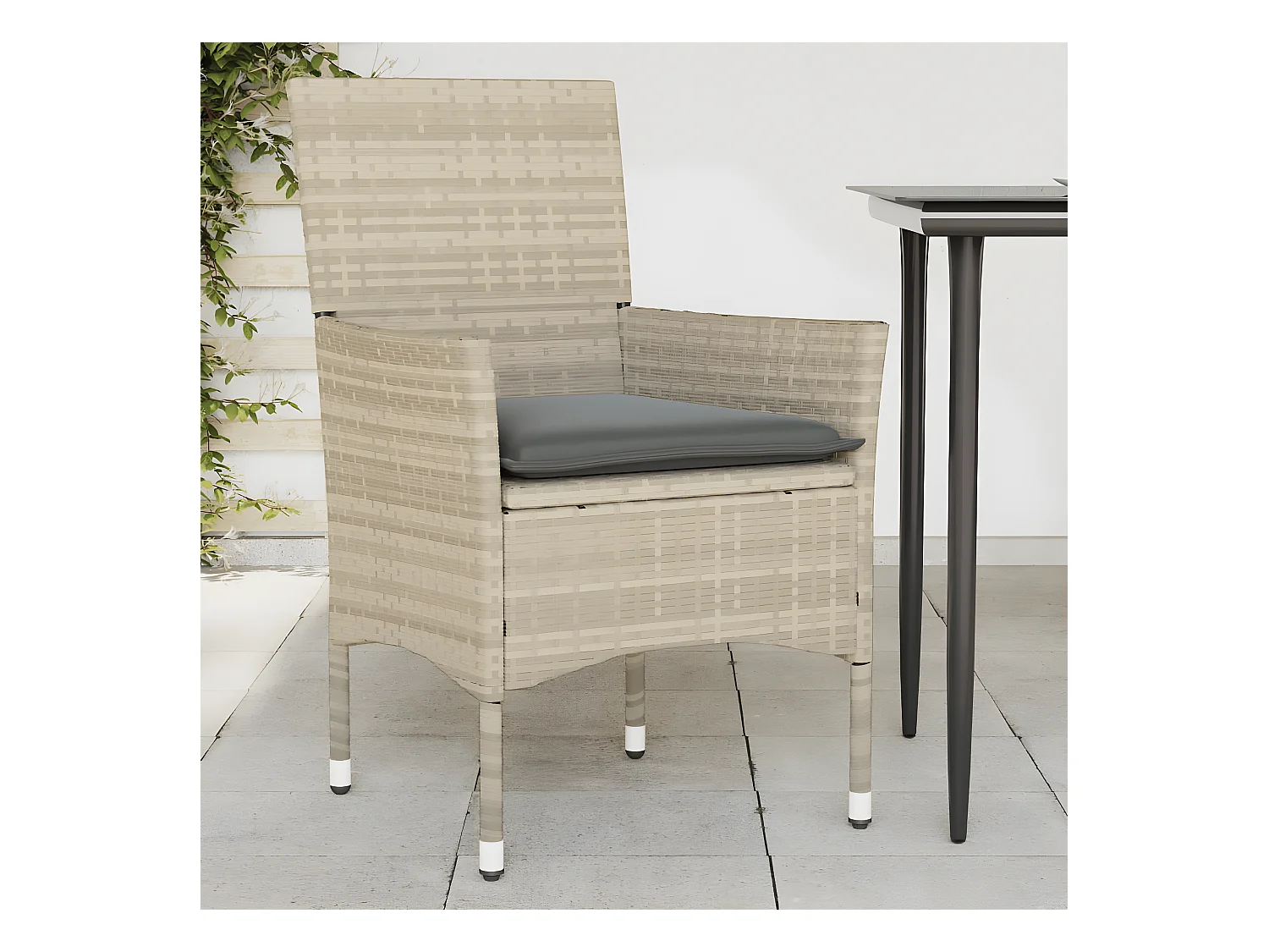 Lot de 2 Chaises de jardin coussins gris clair résine tressée FR11004