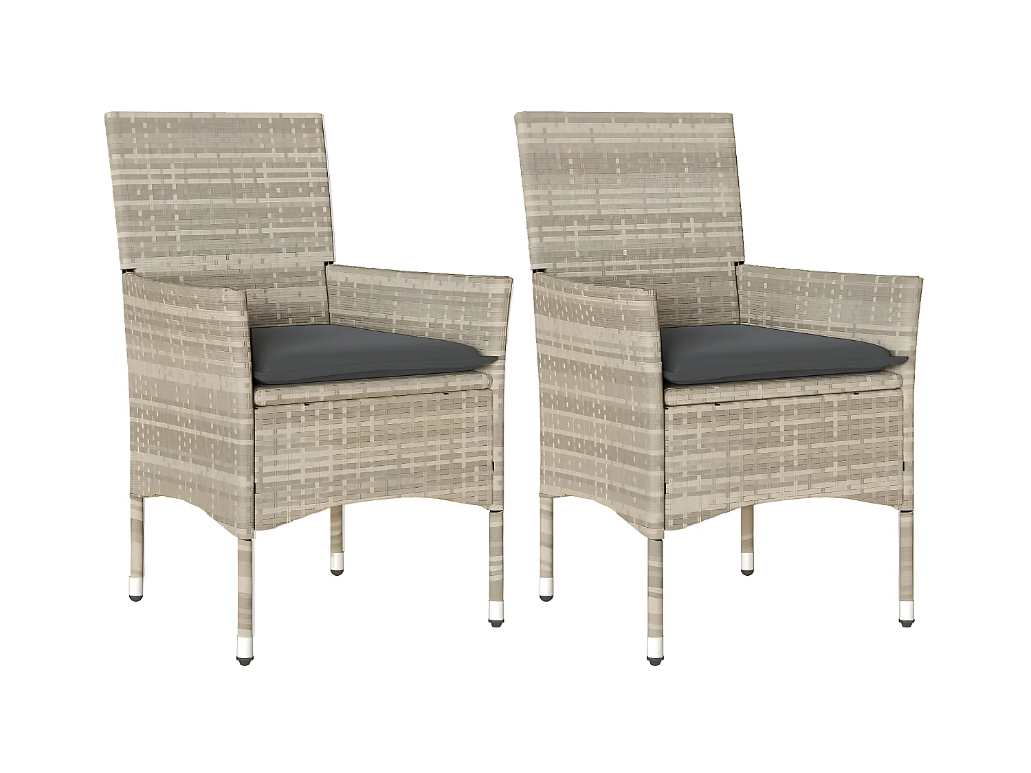 Lot de 2 Chaises de jardin coussins gris clair résine tressée FR11004