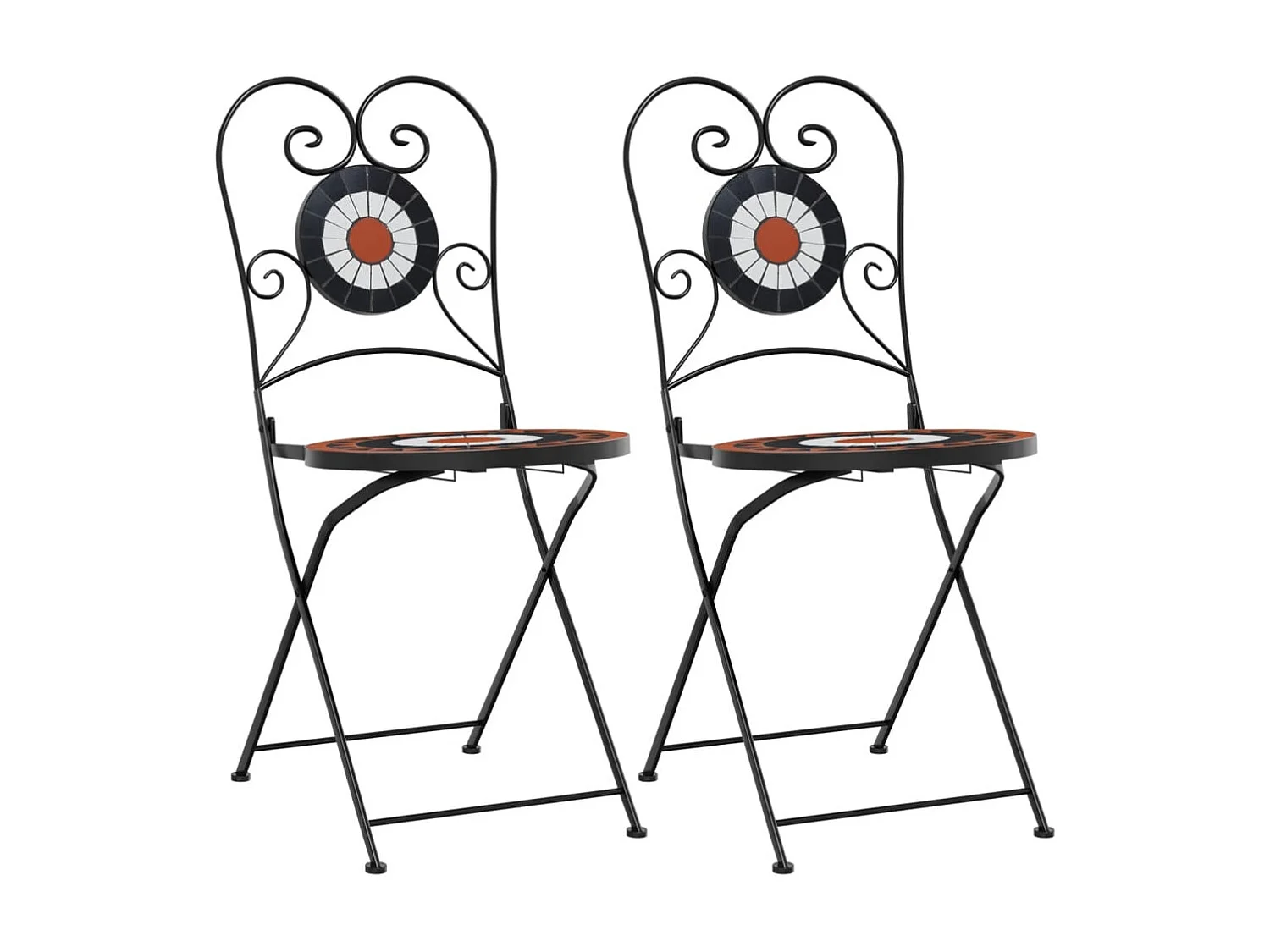 Lot de 2 Chaises de bistro pliables terre cuite et blanc céramique FR32312
