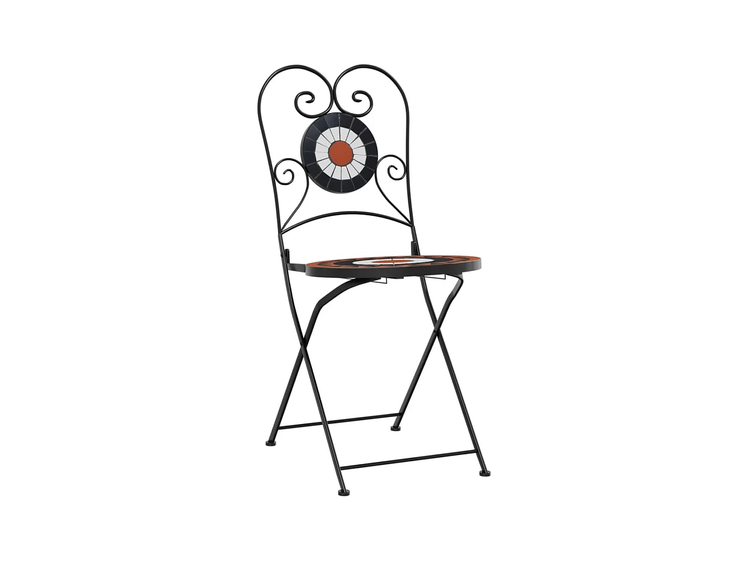 Lot de 2 Chaises de bistro pliables terre cuite et blanc céramique FR32312