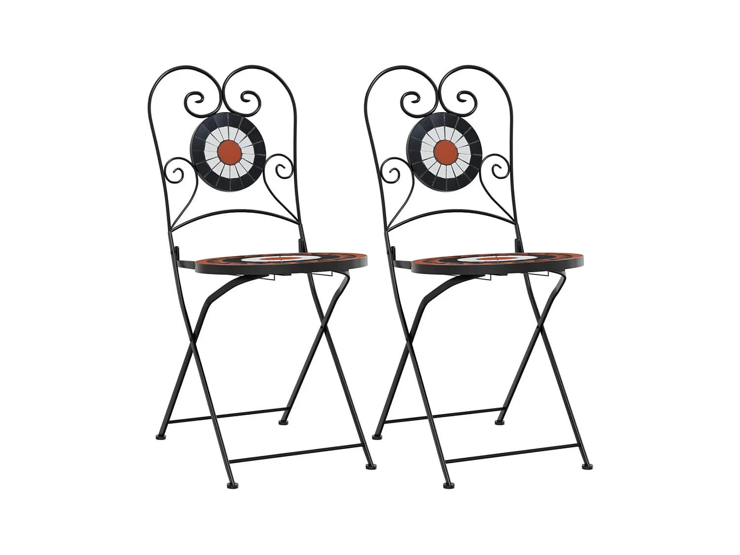 Lot de 2 Chaises de bistro pliables terre cuite et blanc céramique FR32312