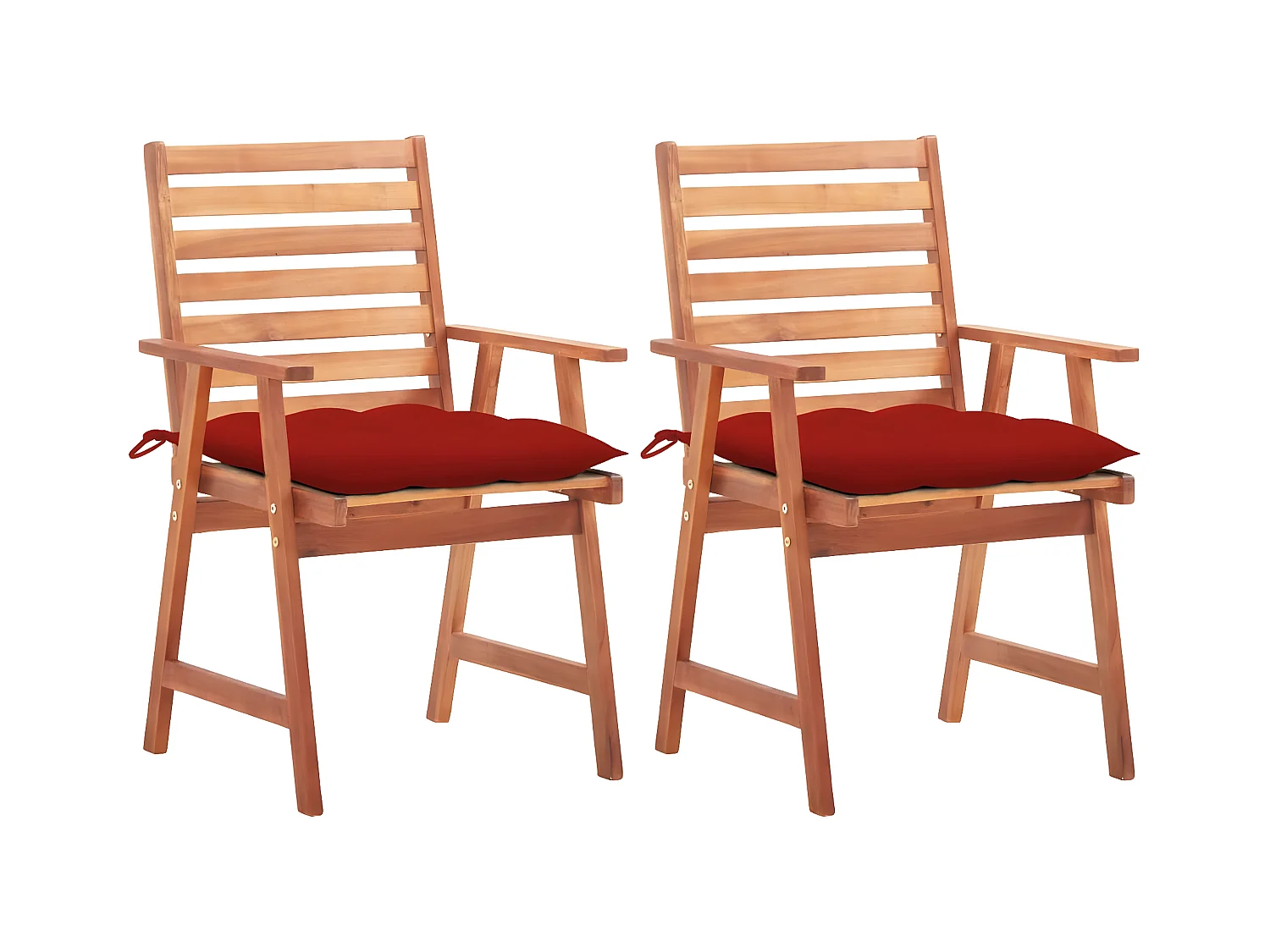 Lot de 2 Chaises à dîner de jardin avec coussins Acacia massif FR85033