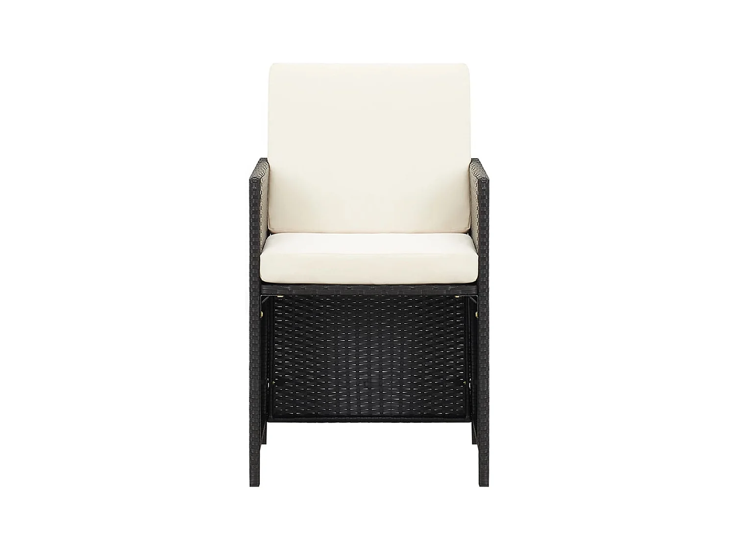 Lot de 4 Chaises à manger de jardin avec coussins noir poly rotin FR31282