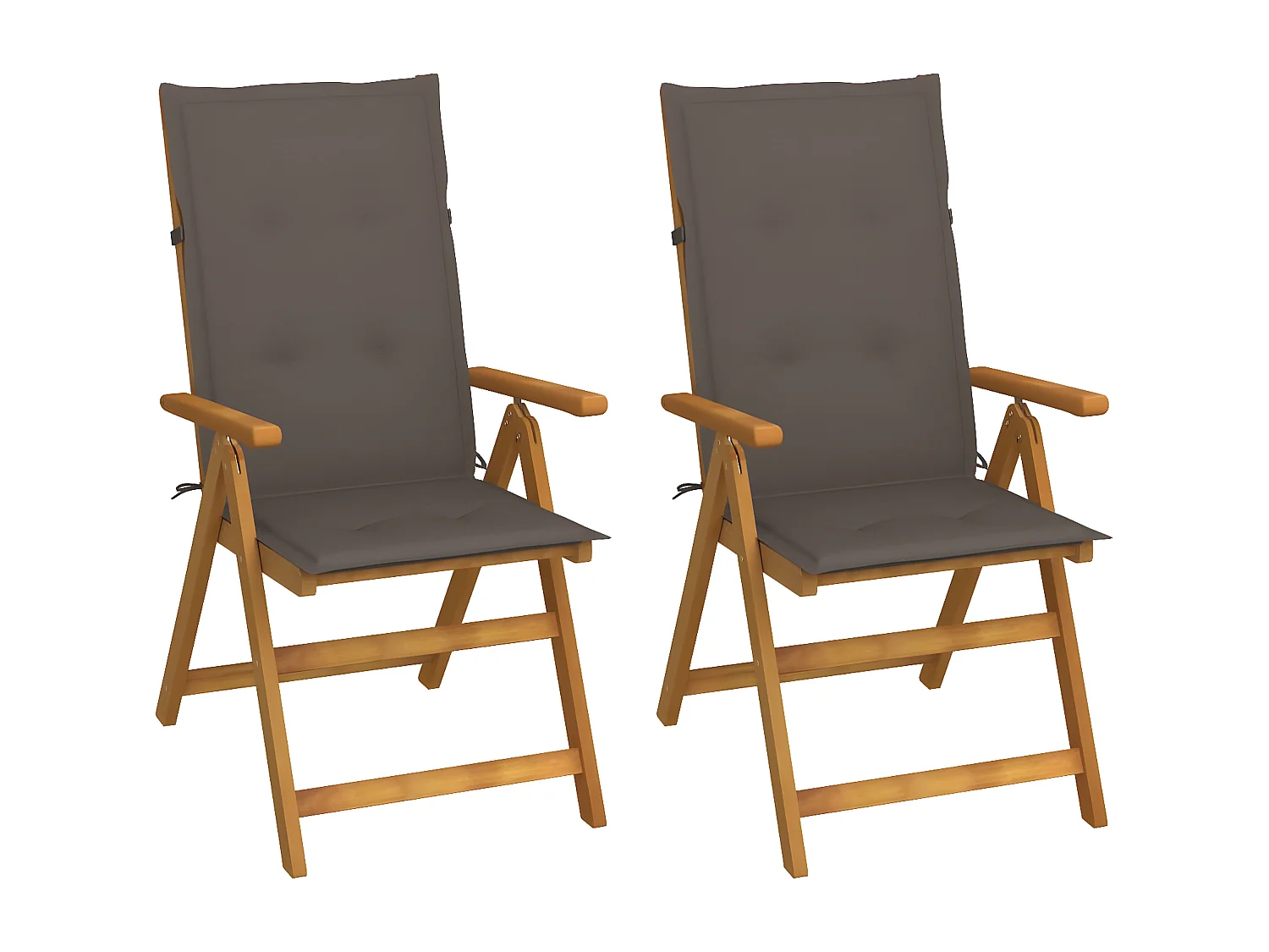 Lot de 2 Chaises inclinables de jardin avec coussins Bois d'acacia FR82096