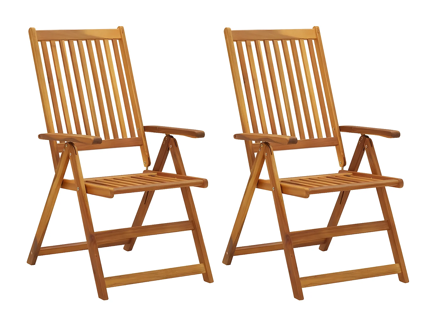 Lot de 2 Chaises inclinables de jardin avec coussins Bois d'acacia FR82096