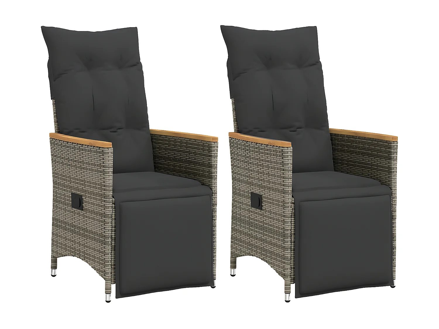 Lot de 2 Chaises inclinables de jardin et coussins gris rotin FR63065