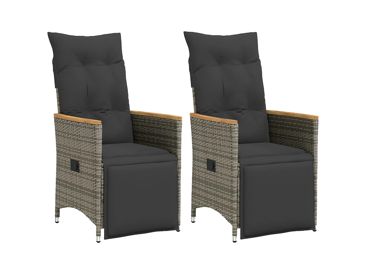 Lot de 2 Chaises inclinables de jardin et coussins gris rotin FR63065