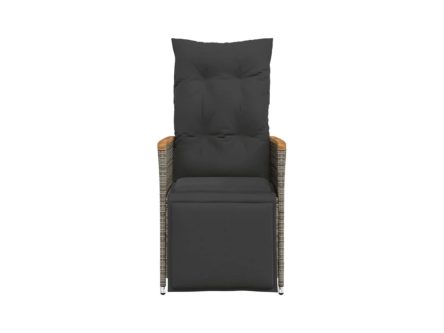 Lot de 2 Chaises inclinables de jardin et coussins gris rotin FR63065