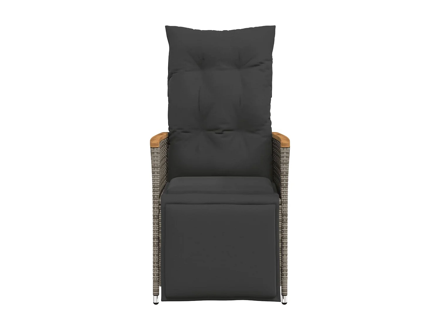 Lot de 2 Chaises inclinables de jardin et coussins gris rotin FR63065