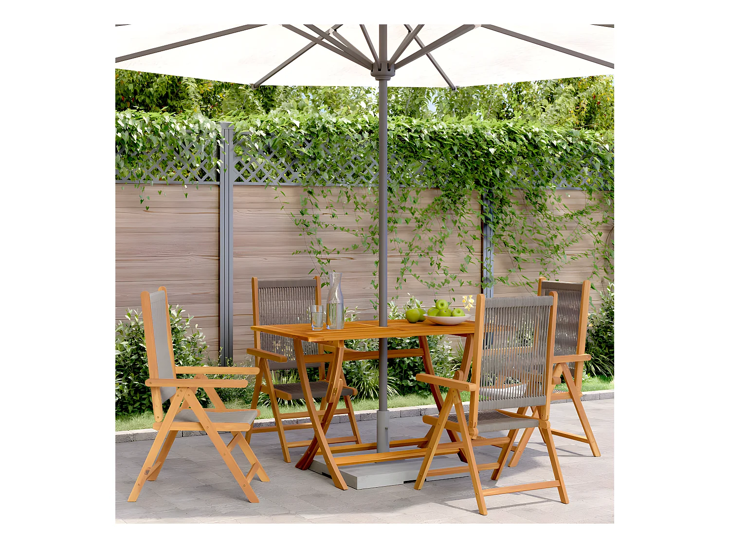 Lot de 4 Chaises inclinables de jardin gris bois massif acacia FR60098