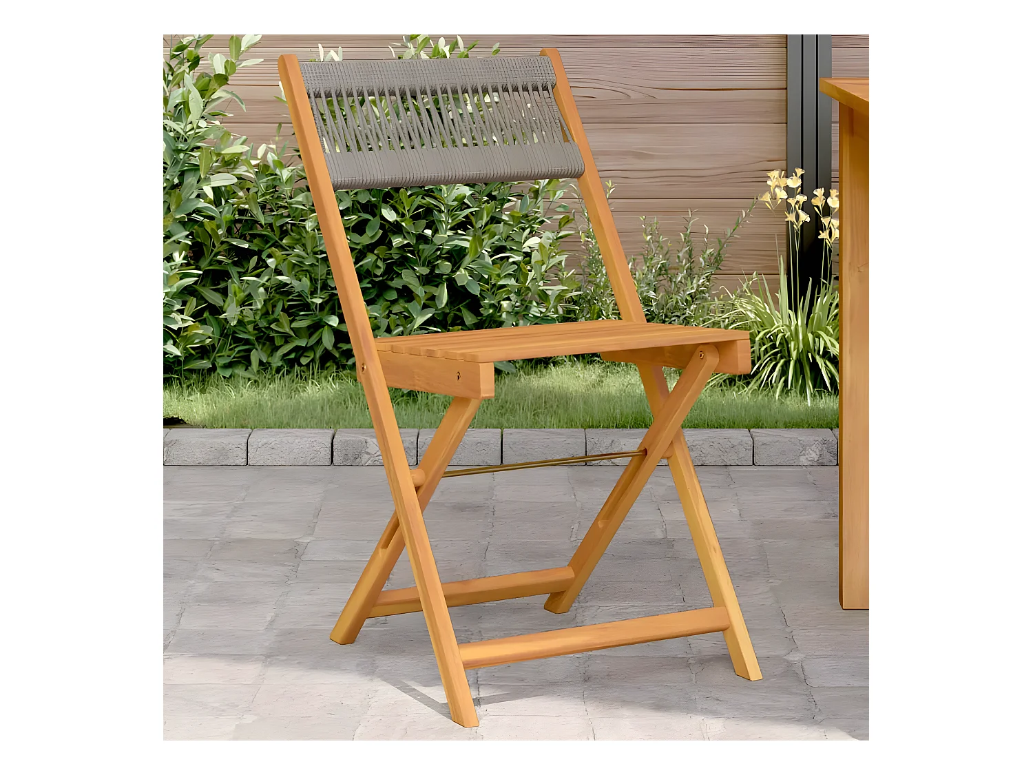 Lot de 2 Chaises de bistrot gris bois d'acacia et polypropylène FR58160
