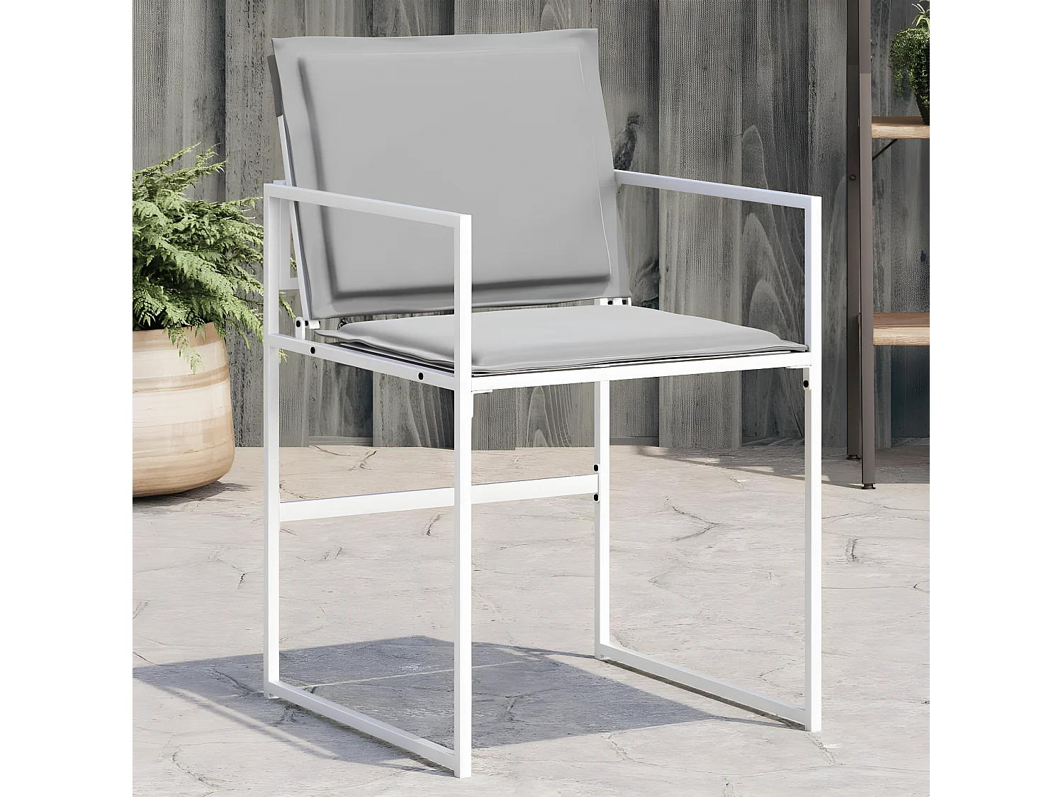 Lot de 4 Chaises de jardin avec coussins blanc acier/textilène FR51442