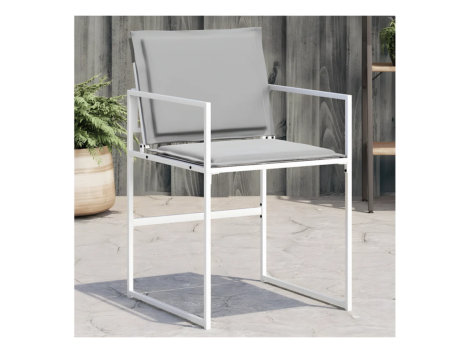 Lot de 4 Chaises de jardin avec coussins blanc acier/textilène FR51442