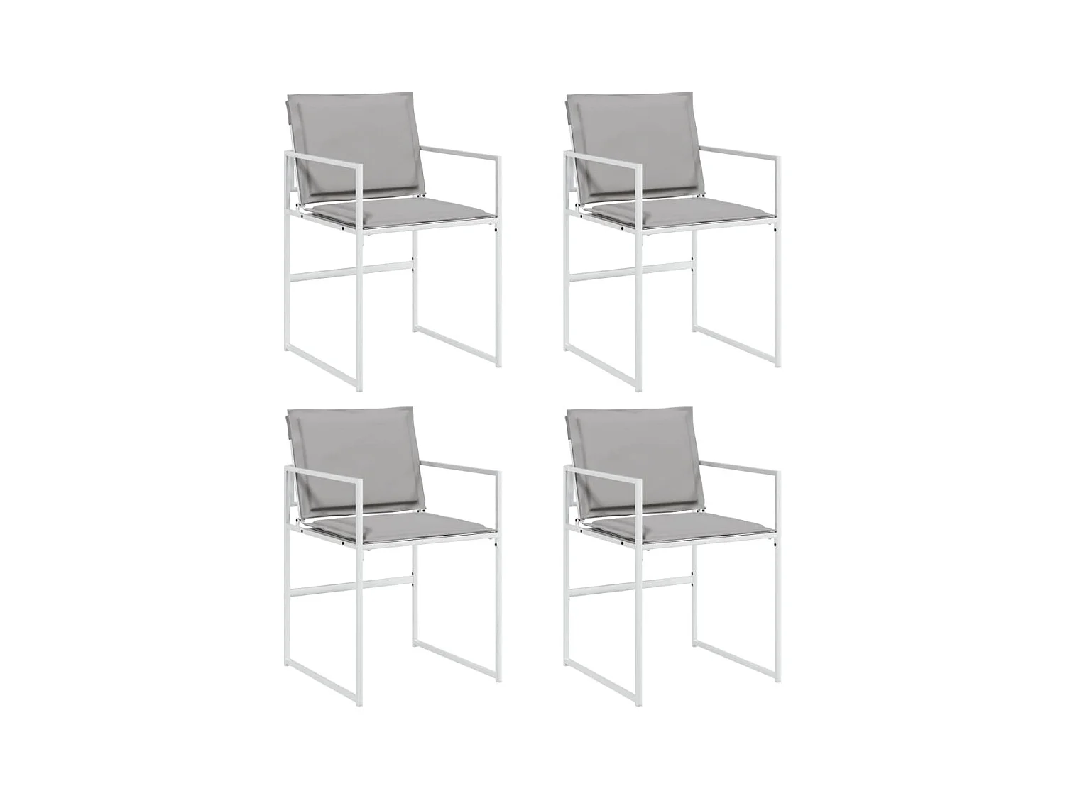 Lot de 4 Chaises de jardin avec coussins blanc acier/textilène FR51442