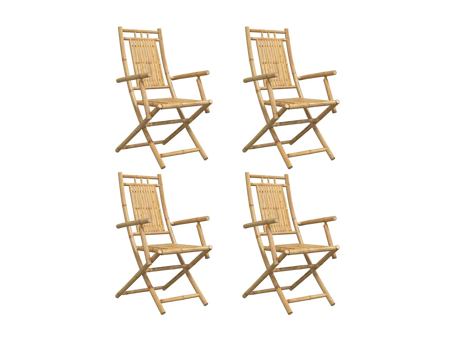 Lot de 4 Chaises pliables de jardin 53x66x99 cm bambou FR18934