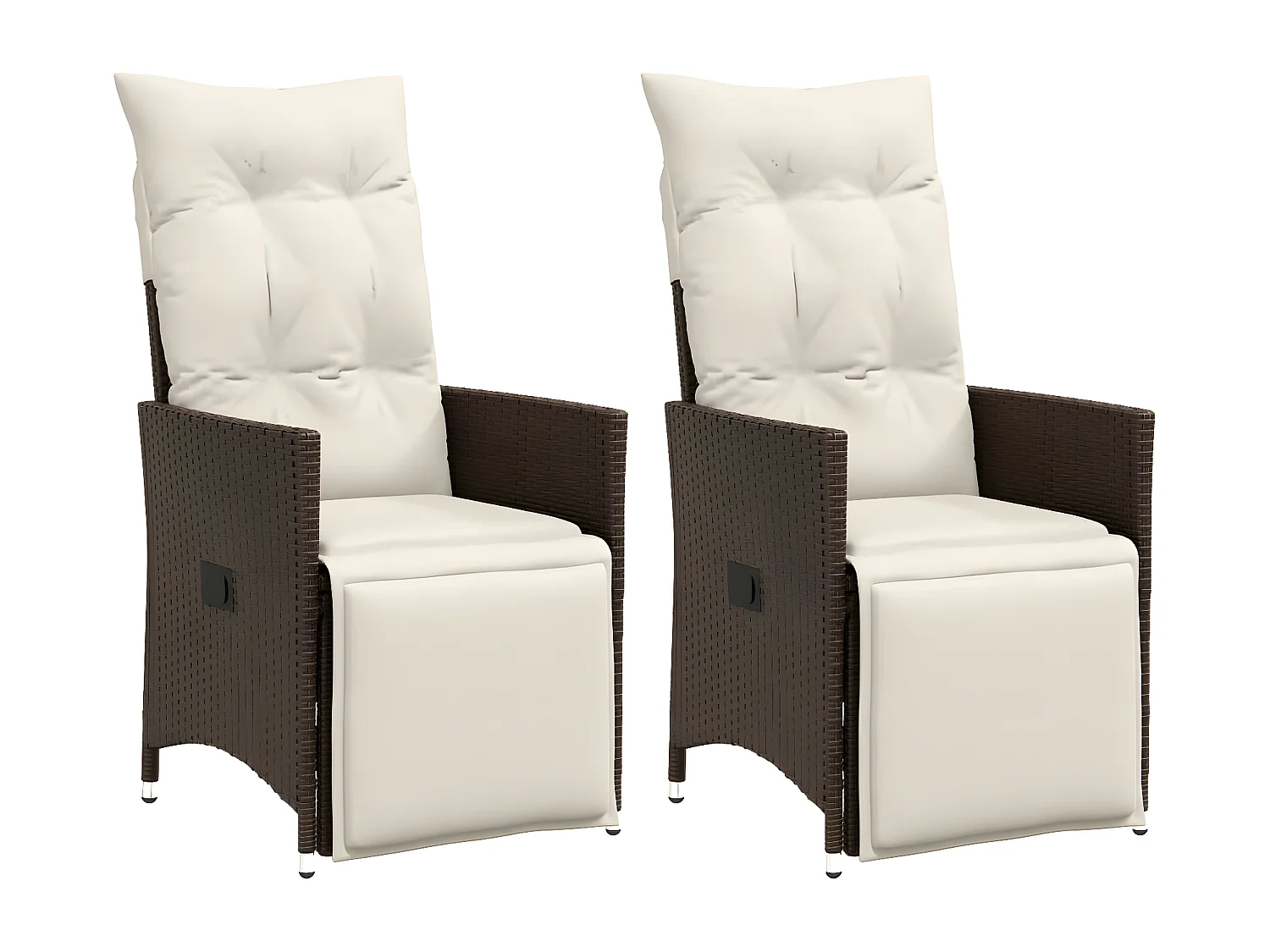 Juego de 2 Sillones reclinables jardín con cojines marrones ratán PE ES497029