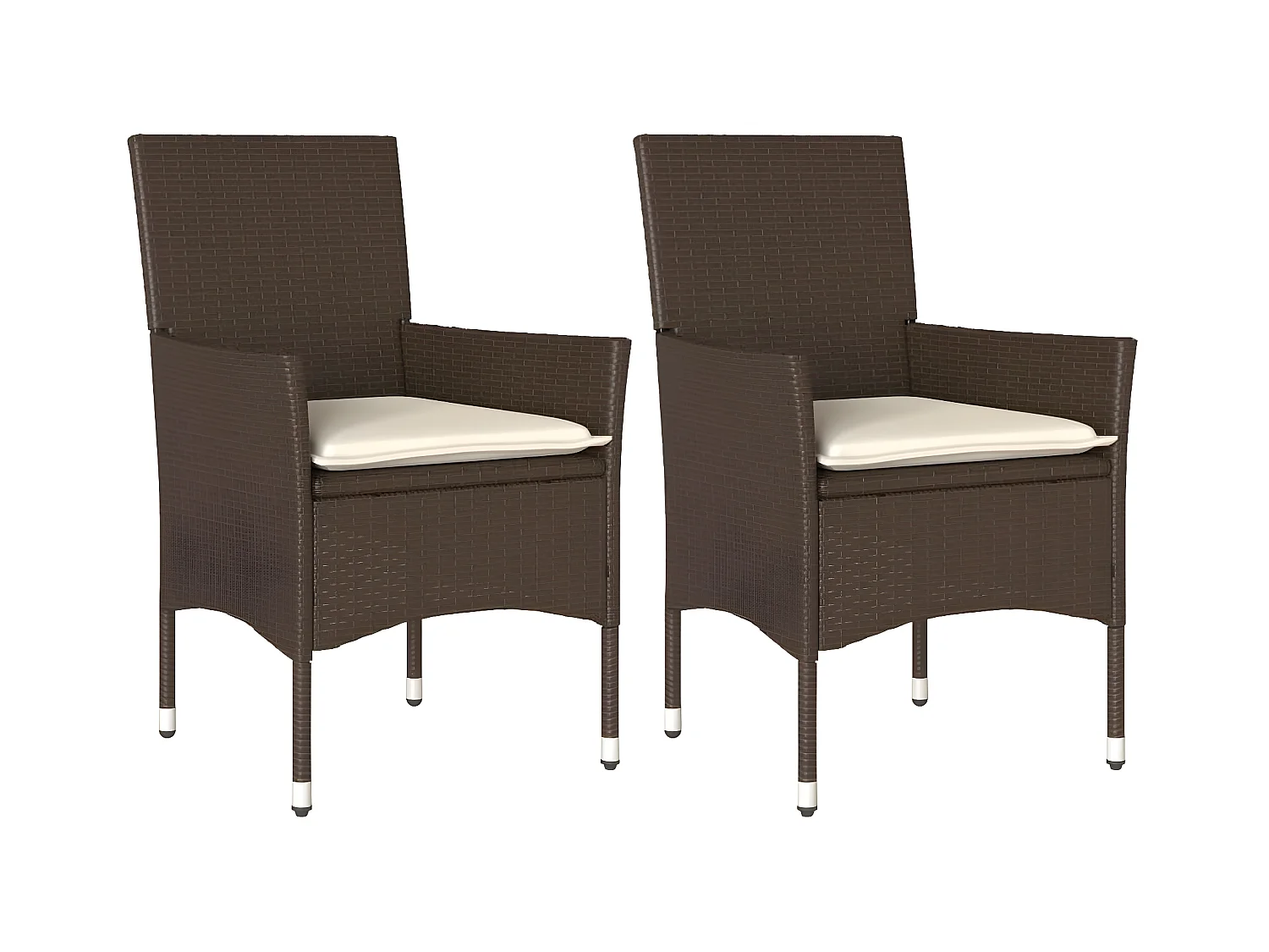Lot de 2 Chaises de jardin avec coussins marron résine tressée FR23152