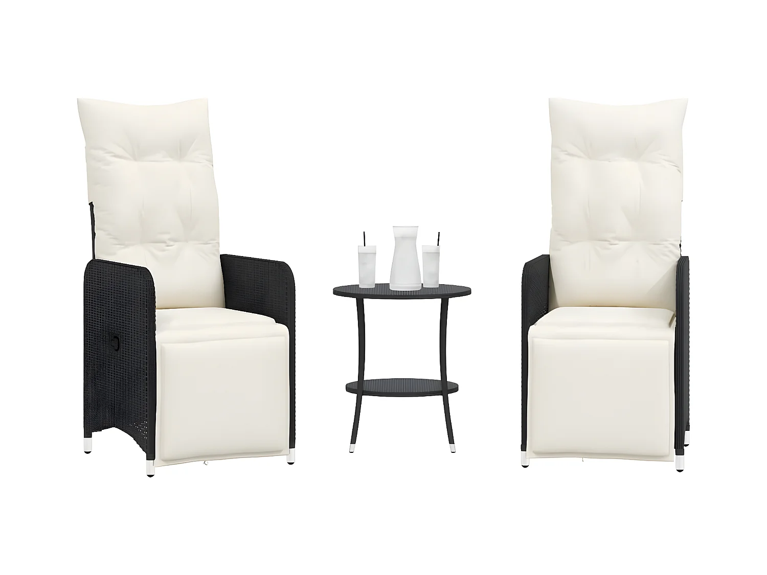 Lot de 2 Chaises inclinables de jardin et table résine tressée FR20501